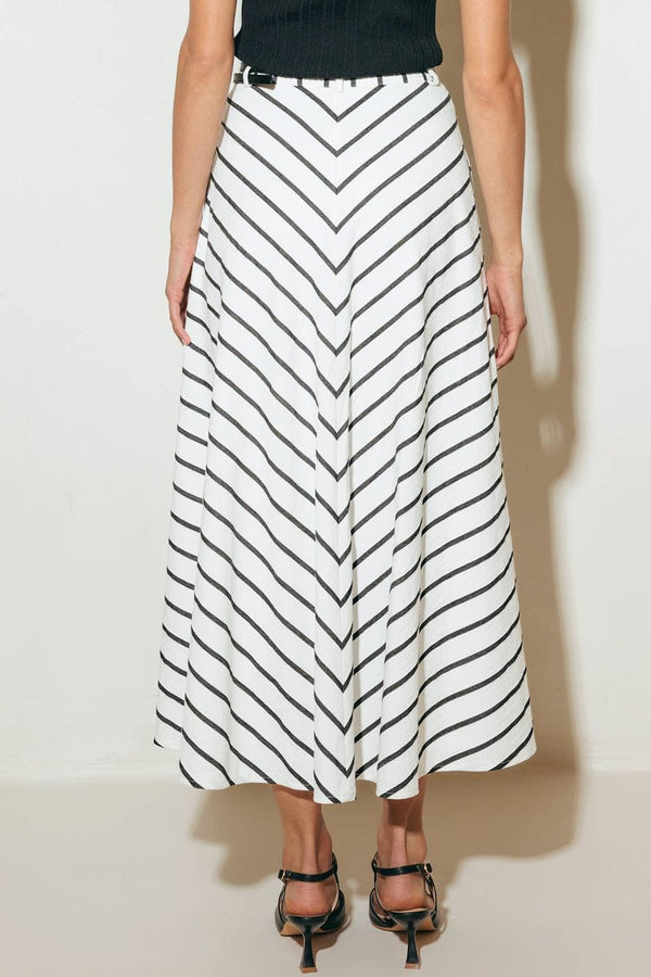 A Striped Woven Midi Skirt - Fk1162-Blue Hand Home