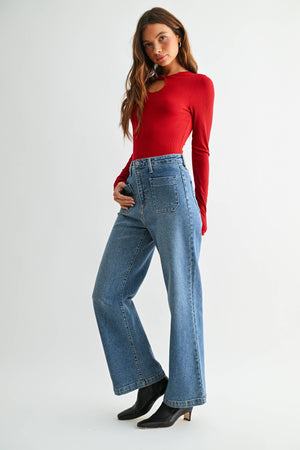 Patch Pocket Wide Leg - Medium Denim - Bp433j