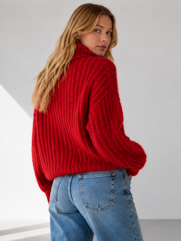 3319ik Cozy Ribbed Turtleneck Sweater