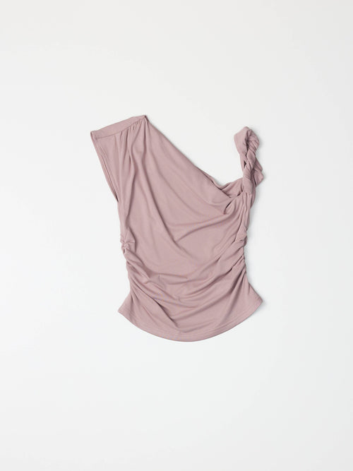 The Itria Top | Twist Shoulder Knit Top-Blue Hand Home