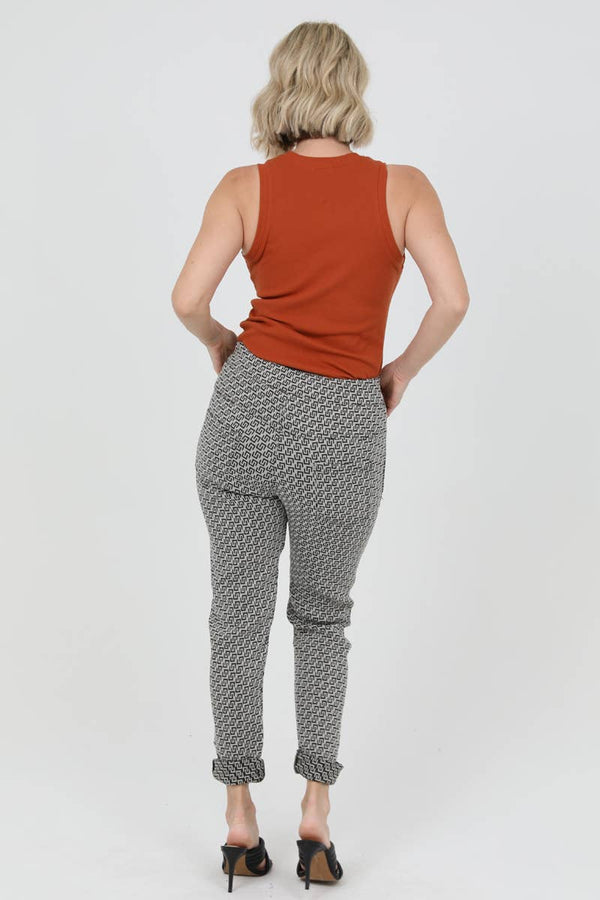 Npa31-Bw73 One Size Jaquard Drawstring Waist Pants