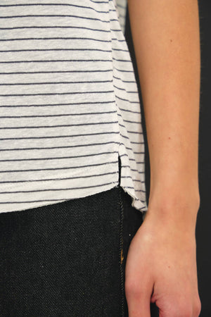 LINEN BLENDED STRIPED RELAXED TEE-Blue Hand Home