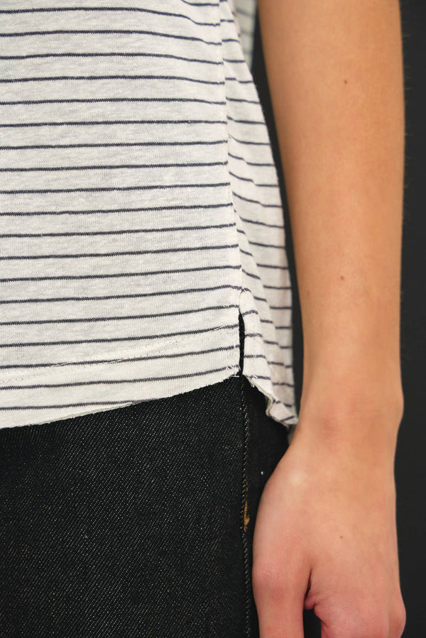 LINEN BLENDED STRIPED RELAXED TEE-Blue Hand Home