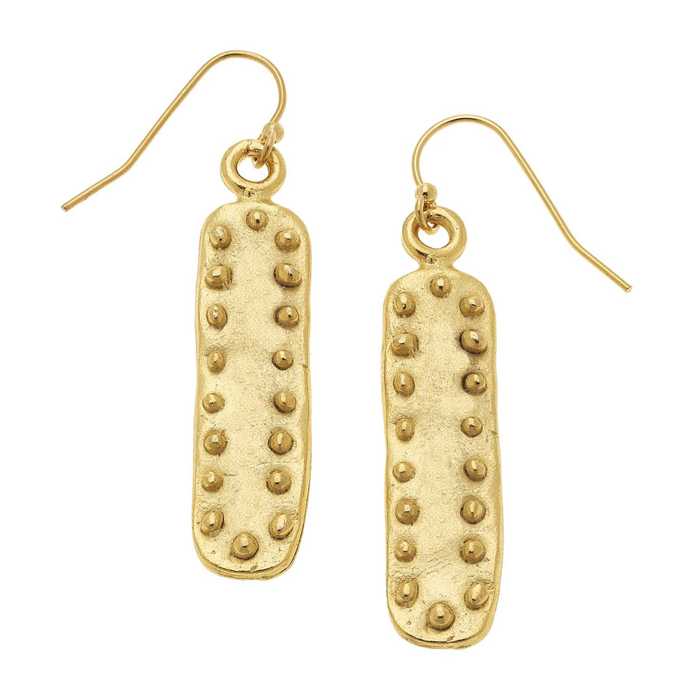 Gold Bar with Dots Earrings-Blue Hand Home