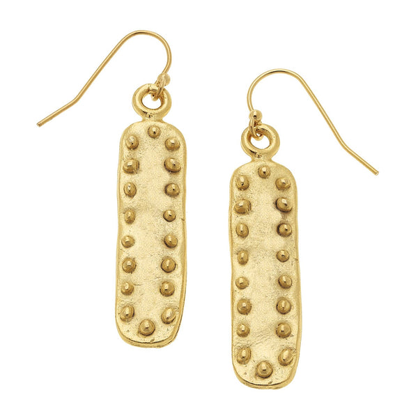 Gold Bar with Dots Earrings-Blue Hand Home