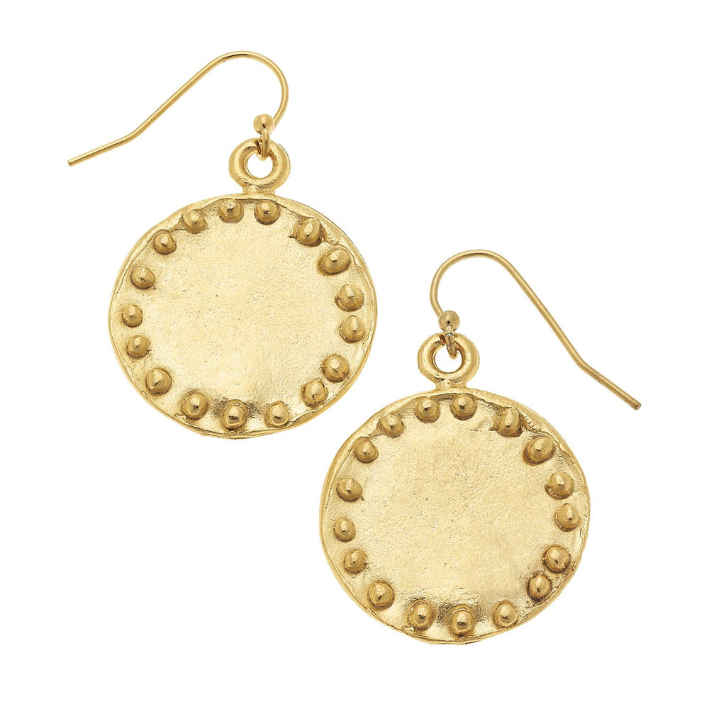 Gold Circle with dots Earrings-Blue Hand Home