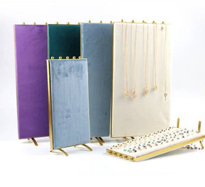 Vintage Inspired 2-Sided Velvet Jewelry Display Panel Stand-Blue Hand Home