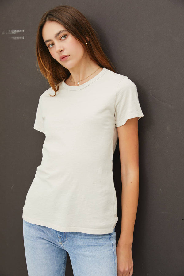 NEW SHADE-GARMENT DYED COTTON SLUB TEE-Blue Hand Home