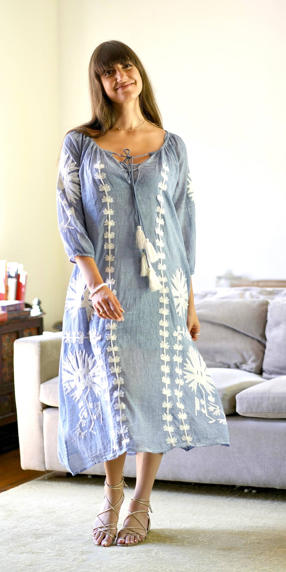 Elana Dress Sky Blue-Blue Hand Home