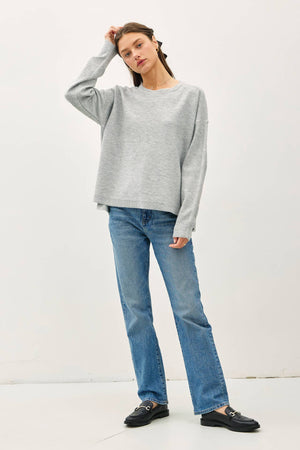 OVERSIZED SLUB YARN SWEATER WITH BACK STITCHING-Blue Hand Home