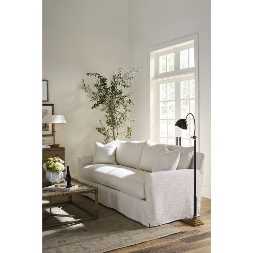 89" Lilah Bench Slipcovered Express Sofa-Blue Hand Home