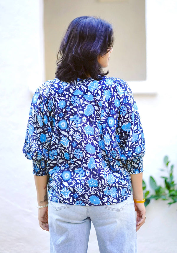 Anjou Top O/S Blue White-Blue Hand Home