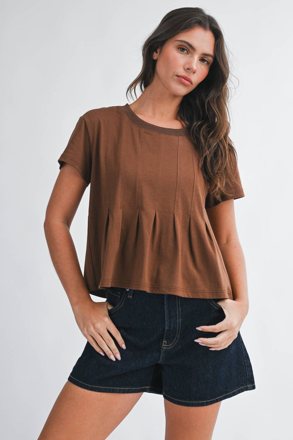 8613HK Pleated Swing Tee Top-Blue Hand Home