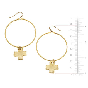 Cross Drop Hoops Earrings-Blue Hand Home