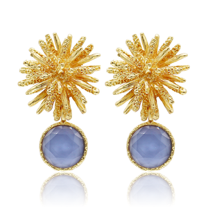 Starburst x Gem Drop Earrings - 24K Gold Plated-Blue Hand Home