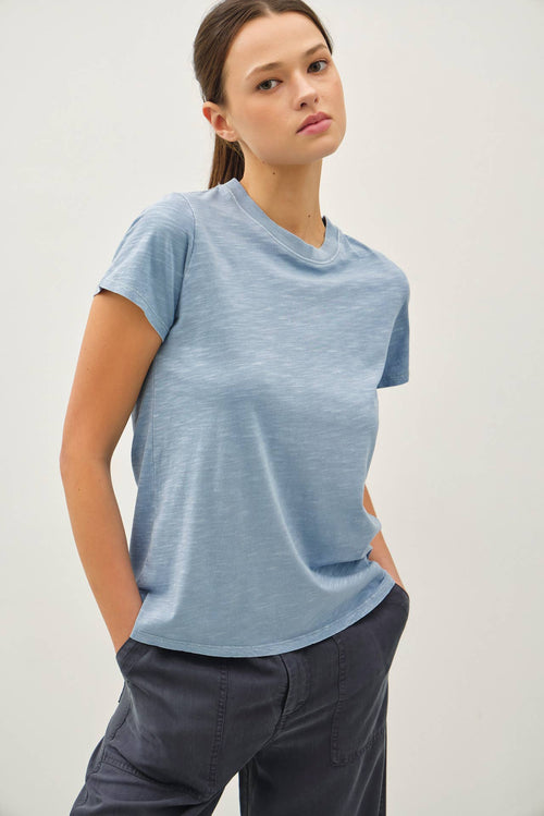 NEW COLOR-CLASSIC CUT ACID WASH COTTON T-SHIRT-Blue Hand Home