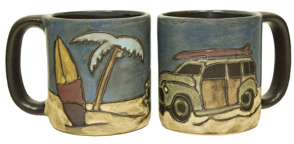 Mara Stoneware Woody Surf Wagon Mug-Blue Hand Home