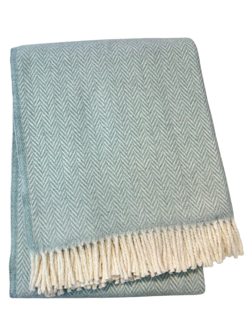 355 - Herringbone Plush Throw-Blue Hand Home