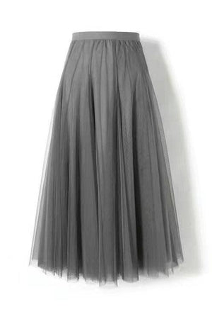 20 colors Flowy Elastic Waist Tulle Pleated Skirt-Blue Hand Home