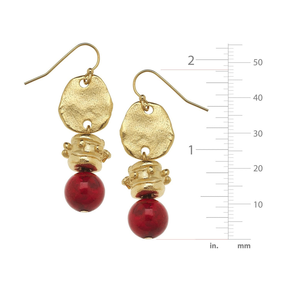 Susan Shaw Handcast Gold with Red Coral Earrings-Susan Shaw Jewelry-Blue Hand Home