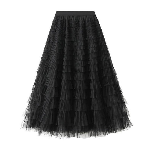 Chic Elastic Waist Tulle Tutu Midi Skirt-Blue Hand Home
