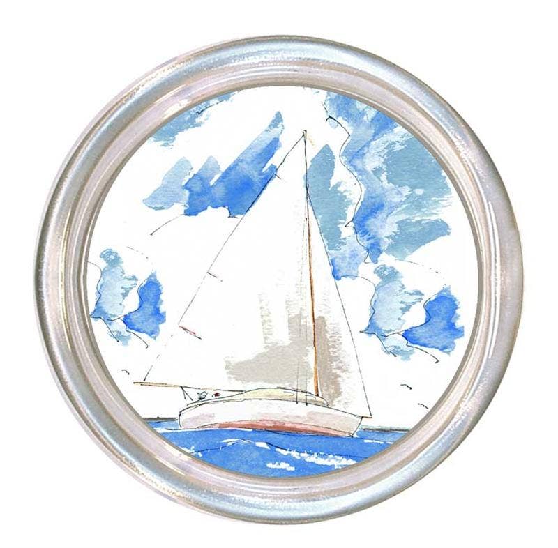 C1314 - Sailboat Coaster-Blue Hand Home