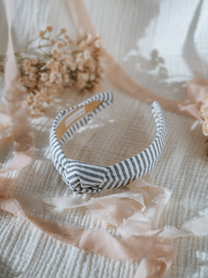 Nautical Blue & White Stripe Knot Headband | Women & Girls-Blue Hand Home