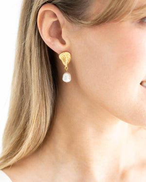 Pearl Oyster Earrings-Blue Hand Home