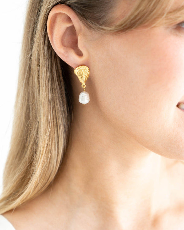 Pearl Oyster Earrings-Blue Hand Home