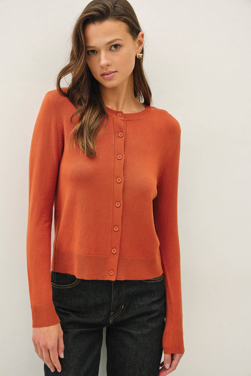 Ultra Soft Essential Basic Crewneck Button Up Cardigan