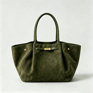 Genuine Suede Bag With Leather Details Made In Italy