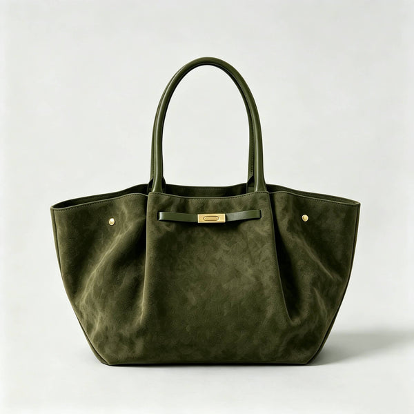 Genuine Suede Bag With Leather Details Made In Italy