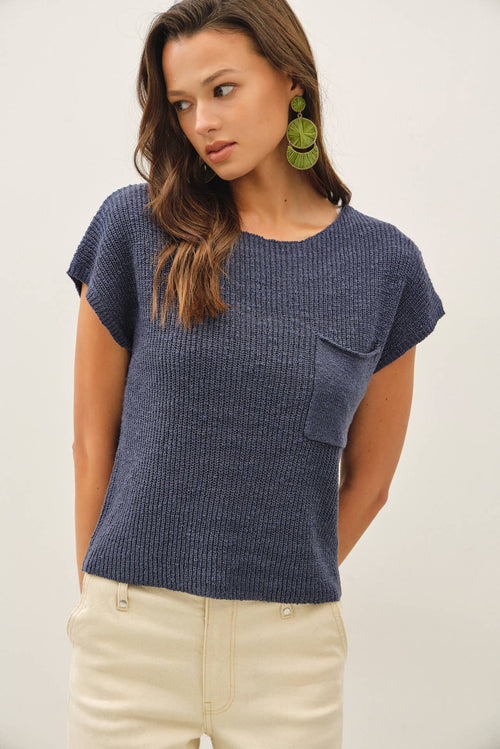 [New Color] Patch Pocket Dolman Cap Sleeve Boxy Knit