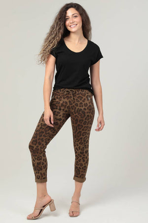NP746-BW94 LEOPARD PRINT JOGGER PANTS-Blue Hand Home