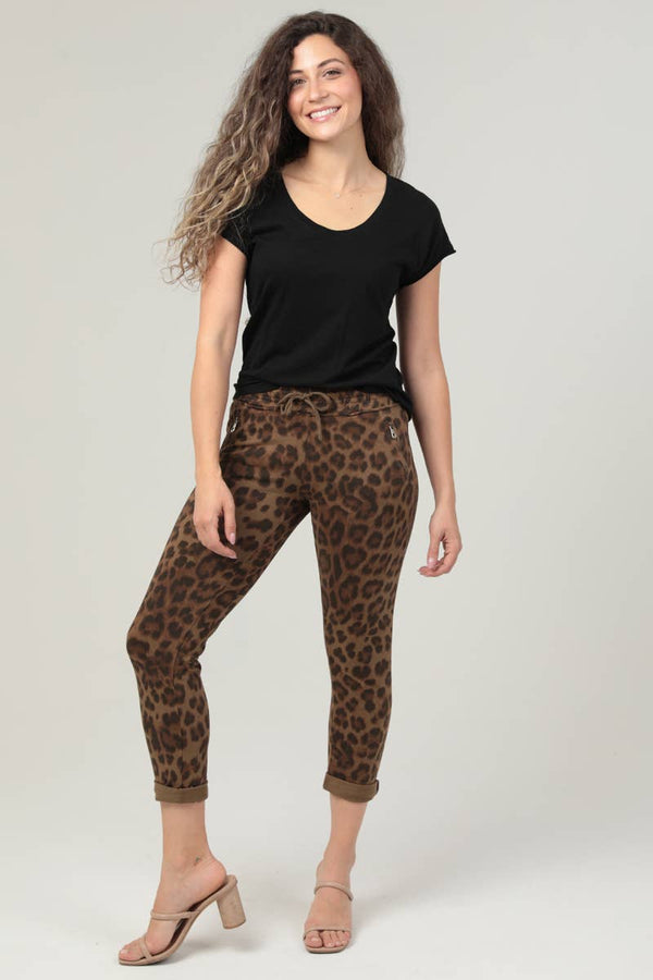 NP746-BW94 LEOPARD PRINT JOGGER PANTS-Blue Hand Home