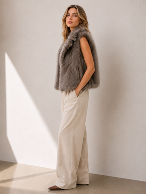 Shelter Island Faux Fur Collar Vest Faux Fur Vest