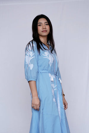Botanical Blue Shirt Dress