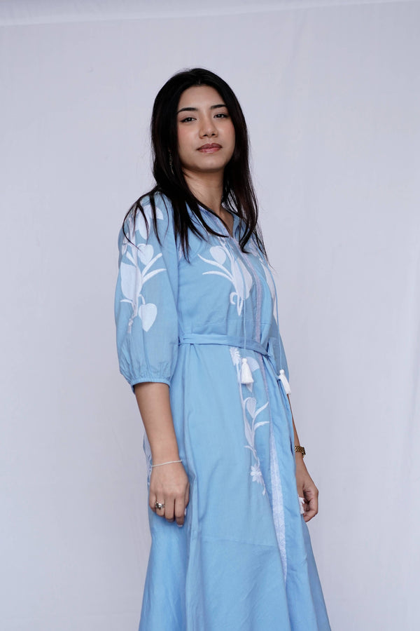 Botanical Blue Shirt Dress