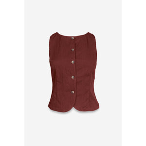 Sleeveless Woven Vest With Back Tie-Blue Hand Home