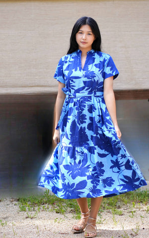Alice Tie Waist Dress Navy Blue