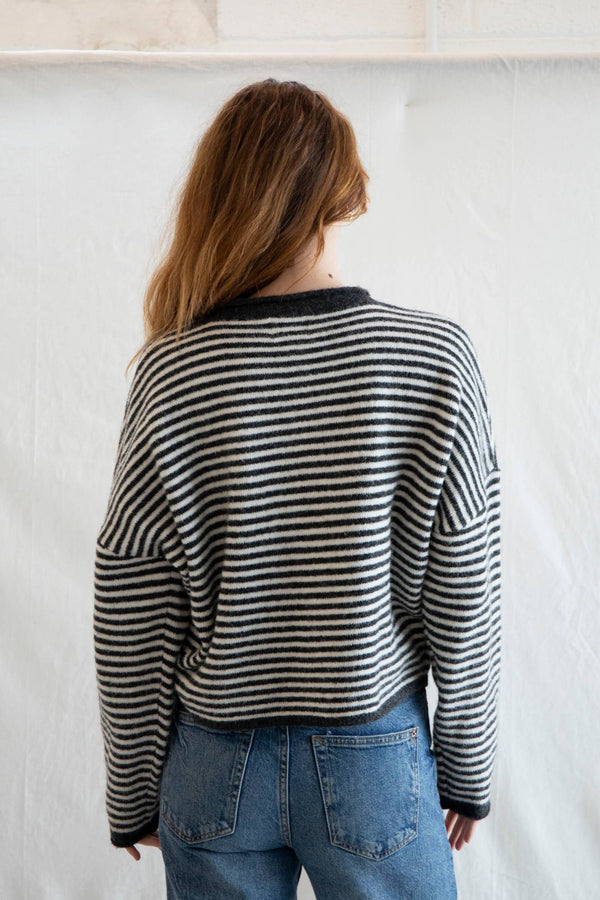 Piper Cardigan - Mini Striped-Blue Hand Home