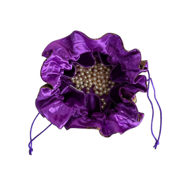 Seashells Brocade Jewelry Pouch-Blue Hand Home