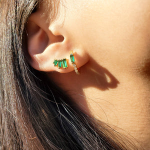 GEMSTONE BAGUETTE HOOPS - E-HT1003-Blue Hand Home