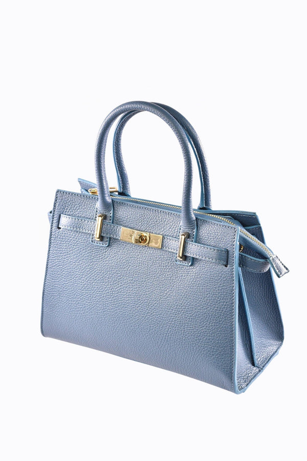Grace Bag in Sugar Paper Togo Leather-Blue Hand Home