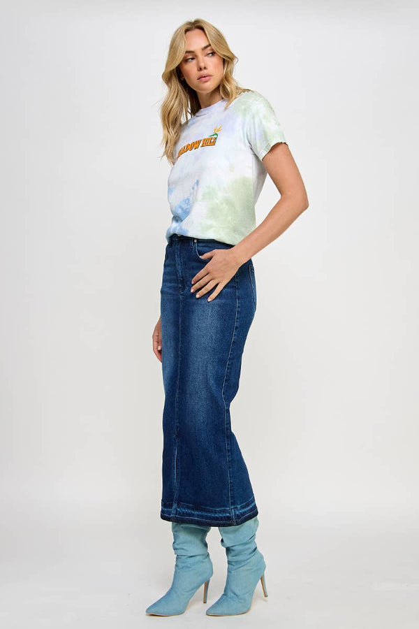 Released Hem Maxi Skirt-Blue Hand Home