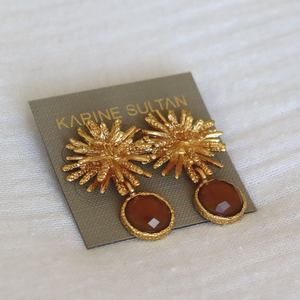 Starburst x Gem Drop Earrings - 24K Gold Plated-Blue Hand Home