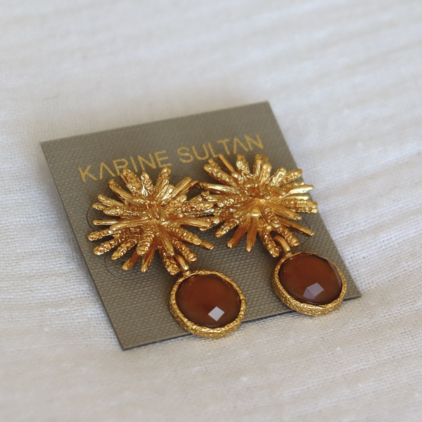Starburst x Gem Drop Earrings - 24K Gold Plated-Blue Hand Home