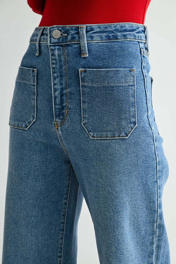 Patch Pocket Wide Leg - Medium Denim - Bp433j