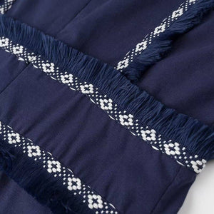 Stylish V-Neck Tassel Panels With Swing Maxi Dresses-Blue Hand Home