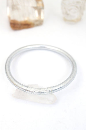 Single Thai Buddhist Temple Bracelet, Mantra Bangle, Metals-Blue Hand Home
